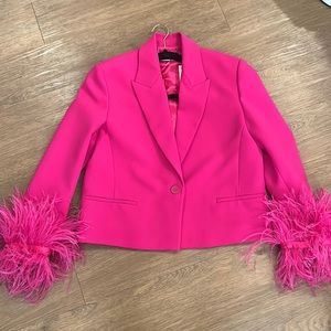 Zara Pink feather blazer